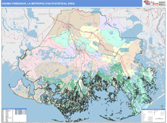 Houma-Thibodaux Metro Area Digital Map Color Cast Style